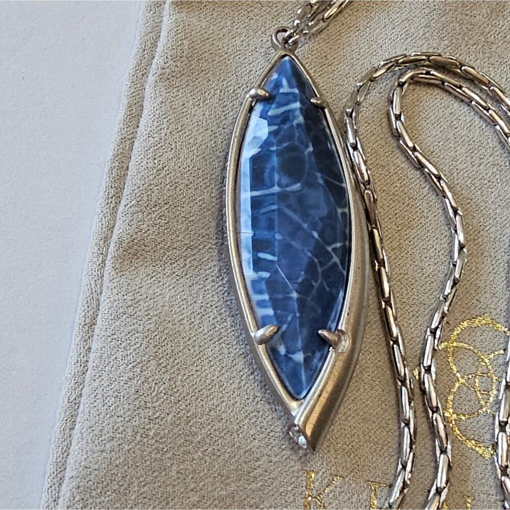 Kendra Scott Milla Blue Lapis? And Silver Plated Adjustable Necklace - Picture 9 of 9